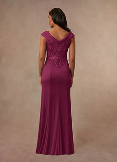 Azazie Calathea Mother of the Bride Dresses Mulberry A-Line Lace Dress image3