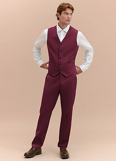 front James Burgundy Structured Stretch Suit Vest