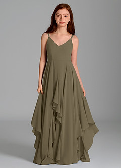 Azazie Karan Junior Willow Green A-Line Chiffon Dress image4