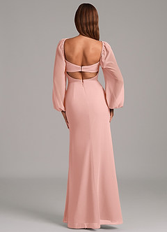 Azazie Brixley Bridesmaid Dresses Rosette Mermaid Long Sleeve Chiffon Dress image2