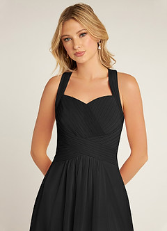 Azazie Claudia Bridesmaid Dresses Black A-Line Sweetheart Neckline Chiffon Dress image5