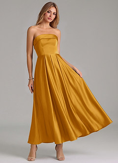 Azazie Lucienne Suknie dla druhen Linia A Pofałdowany Satyna elastyczna Długość kostki Sukienka image7