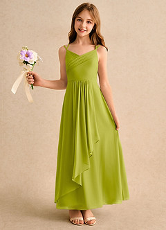 Azazie Zaida Girls Formal Flower Girl Klänningar Klänning A-Line i Chiffong Plisserad image1