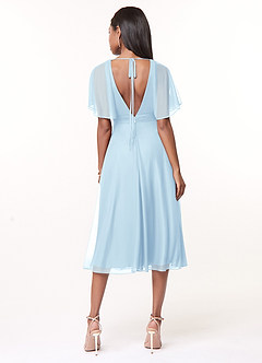 Azazie Tinsley Brautjungfernkleider A-Linie Plissee Gittergewebe Kleid Himmelblau image2