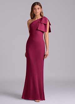 Azazie Yuanna Bridesmaid Dresses Burgundy Mermaid One Shoulder Chiffon Dress image5