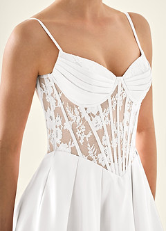 Nimbus White Cutout Corset Satin Prom Dress image8
