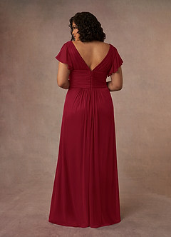 Azazie Reneya Mother of the Bride Dresses Burgundy A-Line Pleated Mesh Dress image10