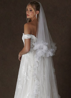 front Sophia Cut Edge Two Tier Chapel Veil