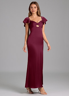 Azazie Demia Bridesmaid Dresses Mulberry Sheath Sweetheart Neckline Stretch Satin Dress image4