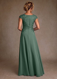 Azazie Christi Mother of the Bride Dresses Eucalyptus A-Line Lace Chiffon Dress image2