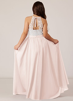 Azazie Fahari Junior A-Linie Spitze Chiffon Kleid Blassrosa image1