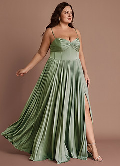 Tyla Dusty Sage Pleated Maxi Dress image11