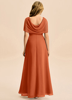 Azazie Emma Junior Robe Trapèze en Mousseline de soie Plissée Orange Brûlée image2