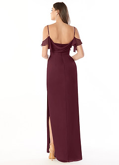 Azazie Emeralda Jurken voor bruidsmeisjes Jurk van Chiffon met Kolom Off the Shoulder Cabernet image2