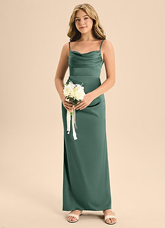 Azazie Mai Junior Eucalyptus A-Line Sweetheart Neckline Stretch Satin Dress image4