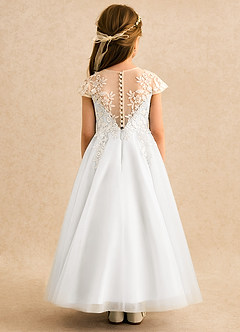 Azazie Dandelion Flower Girl Dresses Ivory Ball-Gown Lace Dress image5