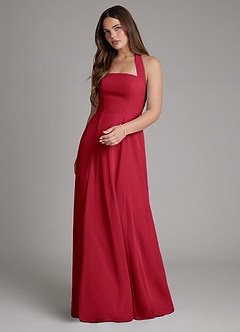 Azazie Irina Bridesmaid Dresses Scarlet A-Line Pleated Chiffon Dress image1