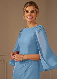 Azazie Carmela Mother of the Bride Dresses Steel Blue Sheath Lace Chiffon Dress image6