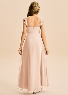 Azazie Mavie Junior A-Line Ruchede Chiffon Gulv-længde Junior brudepige Kjole image2