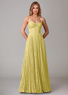 Azazie Akiko Bridesmaid Dresses Canary A-Line Sweetheart Neckline Floral Burnout Dress image5