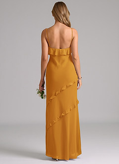 Azazie Nancie Brautjungfernkleider Meerjungfrau-Linie Gestreift Chiffon Kleid Butterscotch image2