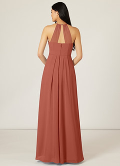 Azazie Sarah Bridesmaid Dresses Clay Empire Pleated Chiffon Dress image2