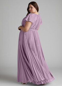 Azazie Kara Modest Bridesmaid Dresses A-Line Pleated Chiffon Floor-Length Dress image11