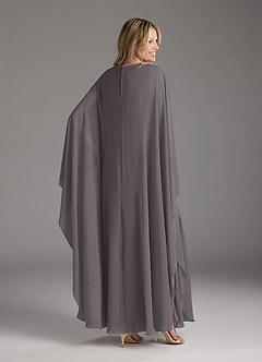 Azazie Drew vestidos de madre de la novia Vestido de Gris Acero de Gasa de Corte En A con Plisado image4