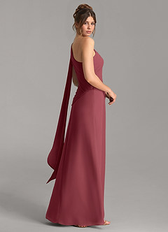 Azazie Ayra Bridesmaid Dresses Merlot A-Line One Shoulder Chiffon Dress image5