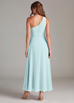 Azazie Brooke Bridesmaid Dresses Sea Glass A-Line One Shoulder Chiffon Dress image5