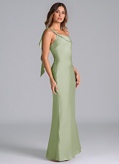 Azazie Driea Robes de demoiselle d'honneur Robe Sirène en Satin extensible Ue épaule Vert Sauge image4