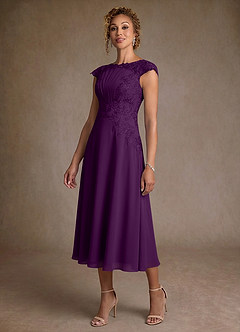 Azazie Crista Mother of the Bride Dresses Grape A-Line Lace Chiffon Dress image4