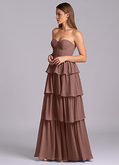 Azazie Faye Bridesmaid Dresses Espresso A-Line Sweetheart Neckline Chiffon Dress image5