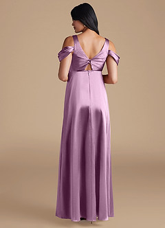 Azazie Rhea Maternity Bridesmaid Dresses A-Line Pleated Metallic Satin Floor-Length Dress image2