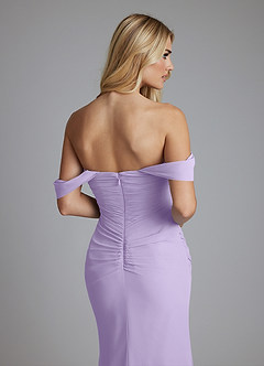 Azazie Luiza Robes de demoiselle d'honneur Robe Sirène en Mousseline de soie Épaule décolletée Lilas image3