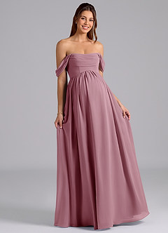 Azazie Saige Maternity Bridesmaid Dresses A-Line Pleated Chiffon Floor-Length Dress image4