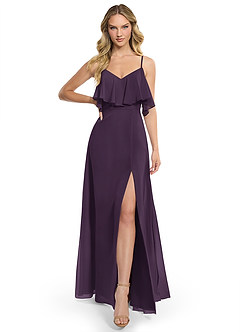 Azazie Jean Bridesmaid Dresses Plum A-Line Chiffon Convertible Dress image1
