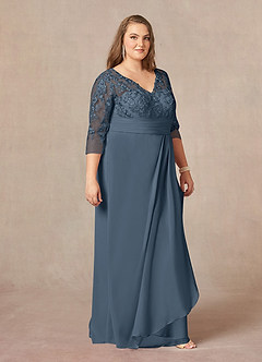 Azazie Joan Mother of the Bride Dresses Neptune Sheath V-Neck Lace Chiffon Dress image9