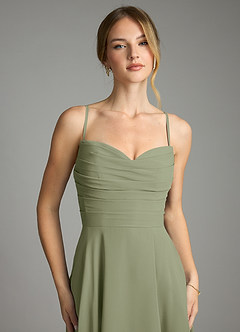 Azazie Ayla Abiti da Damigella Abito A-Line in Chiffon Scollo a Cuore Pistacchio image5