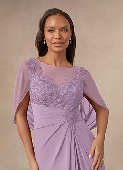 Azazie Hera Abiti per la Madre della Sposa Abito A-Line in Chiffon in Pizzo con Mantellina Glicine image5