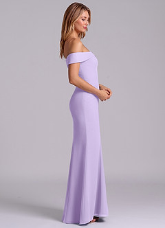 Azazie Luciana Robes de demoiselle d'honneur Robe Fourreau Convertible en Mousseline de soie Épaule décolletée Lilas image6