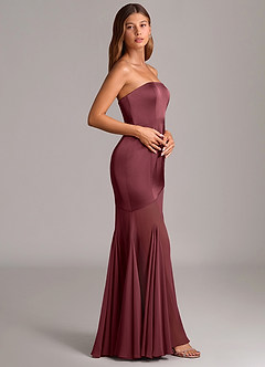 Azazie Uma Bridesmaid Dresses Merlot Mermaid Strapless Chiffon Convertible Dress image4