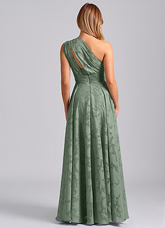 Azazie Charlize Bridesmaid Dresses Matcha A-Line One Shoulder Floral Burnout Dress image2