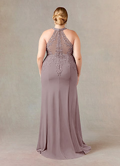 Azazie Tyra vestidos de madre de la novia Vestido de Malva Vintage de Crepé elástico de Sirena con Encaje Halter image9