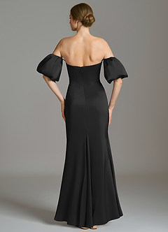 Azazie Kacey Jurken voor bruidsmeisjes Jurk van Stretch Satijn met Zeemeermin Off the Shoulder Zwart image5