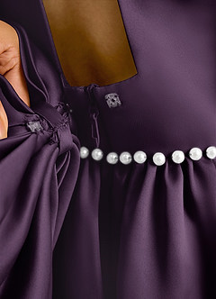 Azazie Daisies Robe Demoiselle D'honneur Fillette Robe Princesse en Mat Satiné Arc Prune image8