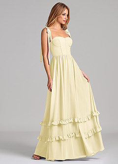Azazie Anastacia Bridesmaid Dresses Lemon Sorbet A-Line Sweetheart Neckline Chiffon Dress image3
