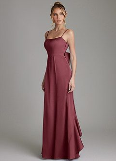 Azazie Zherra Vestidos de damas de honor Vestido Merlot de Satén Elástico de Corte Sirena con Lazo image2