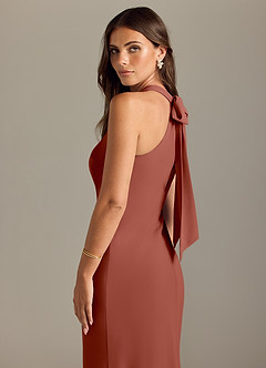 Azazie Doretta Bridesmaid Dresses Auburn Mermaid Pleated Chiffon Dress image6