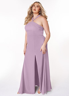 Azazie Rue Bridesmaid Dresses Wisteria A-Line Halter Chiffon Dress image9
